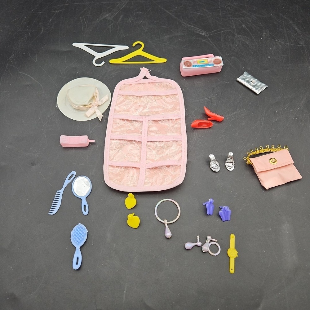 Vintage‎ Barbie Doll Accessories Organizer Earrings Watch Shoes Purse